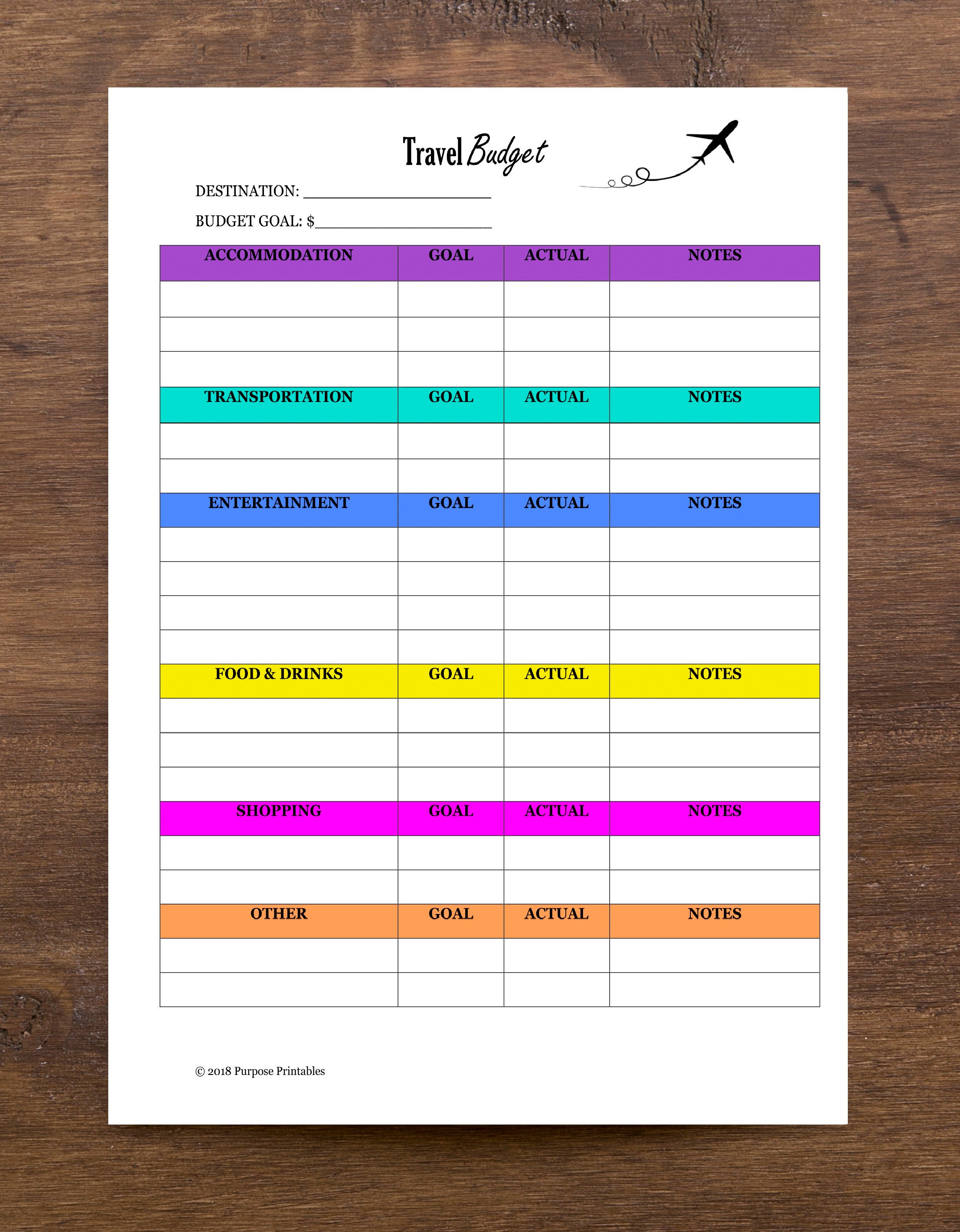 Printable Vacation Travel Budget Planner Downloadable | Etsy