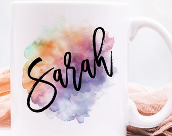 Name Mug / Personalized Mug / Watercolor Mug / Personalized Coffee Mug / Coworker Present / Mother's Day Gift / Best Friend Gift