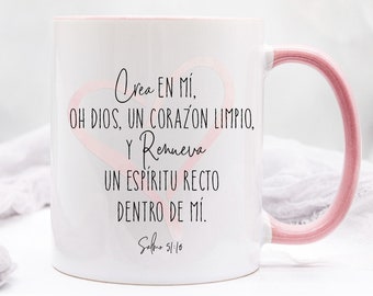 Spanish Bible Verse Mug / Spanish Scripture Mug / Spanish Mug / Crea en mi Salmo 51 10 / Abuela Gift / Regalo para Abuela / Christian Mug