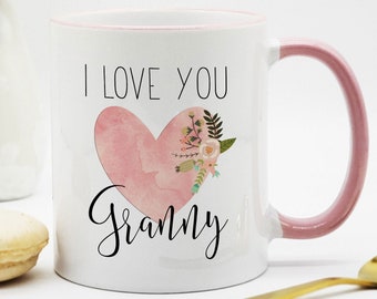 Valentine Granny Mug / I Love You Granny Gifts / Heart Granny Mug / Pink Granny Coffee Mug / Granny Mug / 11 or 15 oz