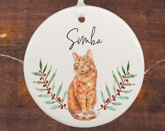 Ginger Cat Ornament / Orange Tabby Cat Ornament Personalized / Cat Christmas Ornament / Orange Tabby Ornament / Personalized Cat Ornament