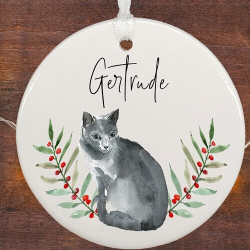 Gray Cat Ornament Personalized / Grey Cat Christmas Ornament / Etsy