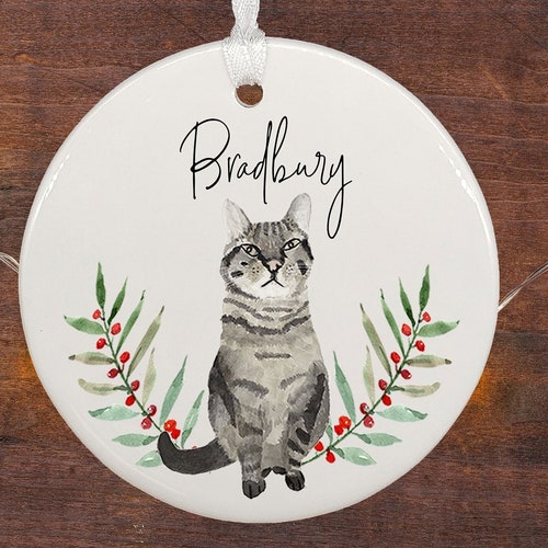 Gray Tabby Cat Ornament Personalized / Cat Christmas Ornament Etsy