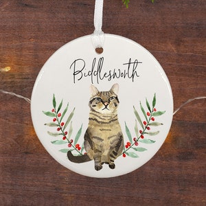 Tabby Cat Ornament Personalized / Cat Christmas Ornament / Tabby Ornament / Personalized Cat Ornament / Christmas Gift for Cat Lover