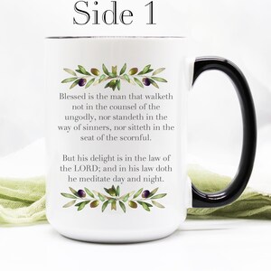 Psalms 1 Mug / Men's Scripture Mug / Bible Verse Mug / Blessed Is the Man Mug / Christian Gift for Men / Pastor Gift / Pastor Mug 画像 1