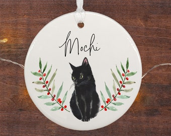 Personalized Black Cat Ornament / Cat Keepsake Gift / Black Cat Memorial Gift / Cat Bereavement Gift / Cat Car Charm / Car Ornament