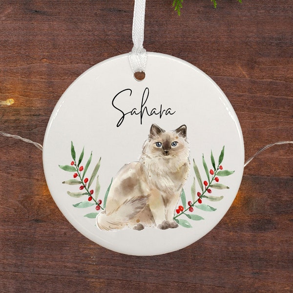 Ragdoll Cat Ornament Personalized / Himalayan Cat Christmas Ornament / Ragdoll Keepsake Ornament / Personalized Cat Ornament / Ragdoll Gifts