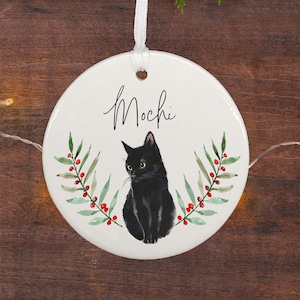 Personalized Black Cat Ornament / Cat Keepsake Gift / Black Cat Memorial Gift / Cat Bereavement Gift / Cat Car Charm / Car Ornament