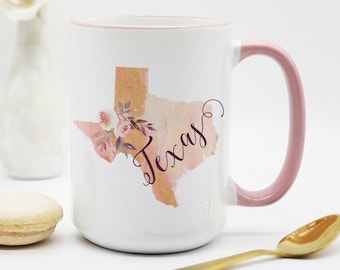 Pretty Texas Mug / Texas Gift / State of Texas Mug / Texas Coffee Cup / Pink Texas Mug / Texas Coffee Mug / Texas Gifts for Women