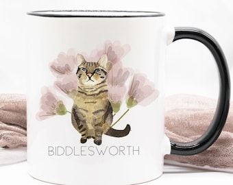 Tabby Cat Mug / Brown Tabby Cat Coffee Mug / Cat Gift / Memorial Cat Gift / Tabby Cat Coffee Cup / Cat Person Gift / Cat Keepsake