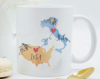 USA Italy Mug / Italy USA Mug / Italian Exchange Student Gift / Italy Gifts / Italy Hostess Gift / Italy Coffee Mug / Military Gift