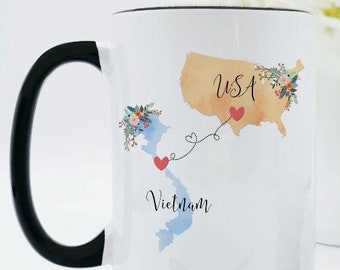 USA Vietnam Mug / Vietnam USA Mug / Vietnamese Exchange Student Gift / Vietnam Coffee Mug / Vietnam Christmas Gift / Unique Present