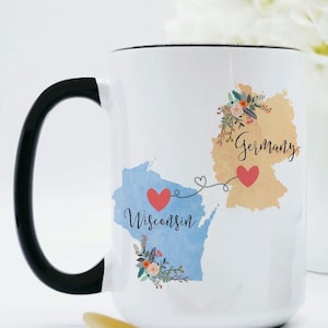 Wisconsin Germany Mug / Germany Wisconsin Mug / Two States Mug / Summer Vacation Mug / Connected States Cup / Missing You Gifts