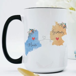 Maine Germany Mug / Germany Maine Mug / Exchange Student Gift / Going Away Gift / Unique Hostess Gifts / 11 or 15 oz