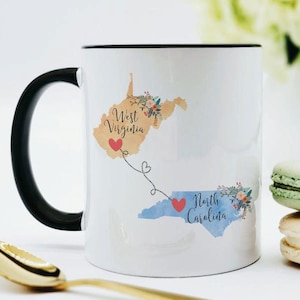 North Carolina West Virginia Mug / West Virginia North Carolina Mug / North Carolina to West Virginia Gift / WV to NC Coffee Cup 11 or 15 oz