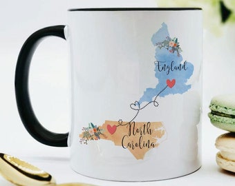 North Carolina England Mug / England North Carolina Mug / North Carolina to England Gift / Coffee Mug Coffee Cup / Coffee Mug / Coffee Cup