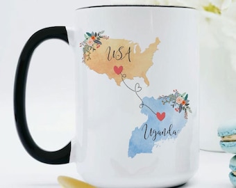 USA Uganda Mug / Uganda USA Mug / United States Uganda Exchange Student Gifts / Au Pair Gift / USA Coffee Mug / Coffee Cup