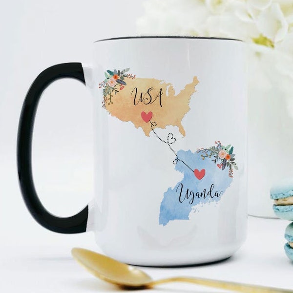 USA Uganda Mug / Uganda USA Mug / United States Uganda Exchange Student Gifts / Au Pair Gift / USA Coffee Mug / Coffee Cup