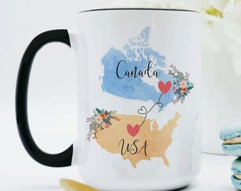 USA Canada Mug / Canada USA Mug / Canada United States Coffee Mug / Canada Coffee Cup / Canadian Gifts / Canadian Hostess Gift