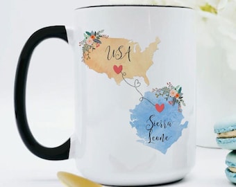 USA Sierra Leone Mug / Sierra Leone USA Mug / United States Sierra Leone Exchange Student Gifts / Au Pair Gift / USA Coffee Mug / Coffee Cup
