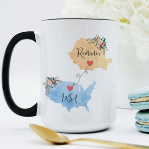 USA Romania Mug / Romania USA Mug / United States Romania Exchange Student Gifts / Romania Au Pair Gift / USA Coffee Mug / Coffee Cup image 1