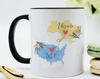 Ukraine USA Mug / USA Ukraine Mug / Ukraine Gift / Exchange Student Gift / Ukraine Coffee Mug / Coffee Cup