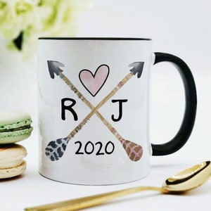 Custom Engagement Mug / Custom Wedding Mug / Arrow Mug / Personalized Mug / Wedding Gift / Anniversary Gift / Valentine's Gift image 1