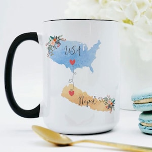 USA Nepal Mug / Nepal USA Mug / United States Nepal Exchange Student Gifts / Nepal Au Pair Gift / USA Coffee Mug / Coffee Cup