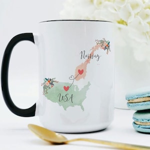 USA Norway Mug / Norway USA Mug / United States Norway Exchange Student Gifts / Norway Au Pair Gift / USA Coffee Mug / Coffee Cup