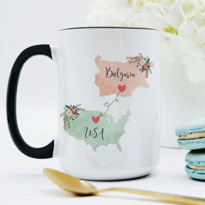 USA Bulgaria Mug / Bulgaria USA Mug / United States Bulgaria Exchange Student Gifts / Bulgarian Au Pair Gift / USA Coffee Mug / Coffee Cup
