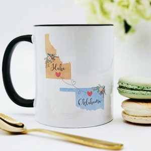 Idaho Oklahoma Mug / Oklahoma Idaho Mug / Oklahoma to Idaho Gift / Two State Gift / Connected Hearts State Mug / Moving to Idaho Gift
