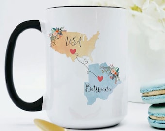 USA Botswana Mug / Botswana USA Mug / United States Botswana Exchange Student Gifts / Botswana Au Pair Gift / USA Coffee Mug / Coffee Cup