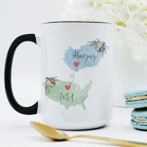 USA Hungary Mug / Hungary USA Mug / United States Hungary Exchange Student Gifts / Hungary Au Pair Gift / USA Coffee Mug / Coffee Cup