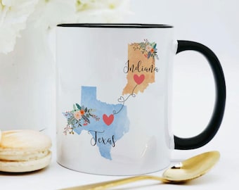 Texas Indiana Mug / Indiana Texas Mug / Texas to Indiana Gift / Indiana to Texas Gift / 11 or 15 oz