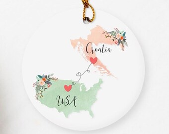 USA Croatia Ornament / Croatia USA Gift / Croatia Keepsake / Croatia Exchange Student Gift / Au Pair Gift / Croatian Gifts