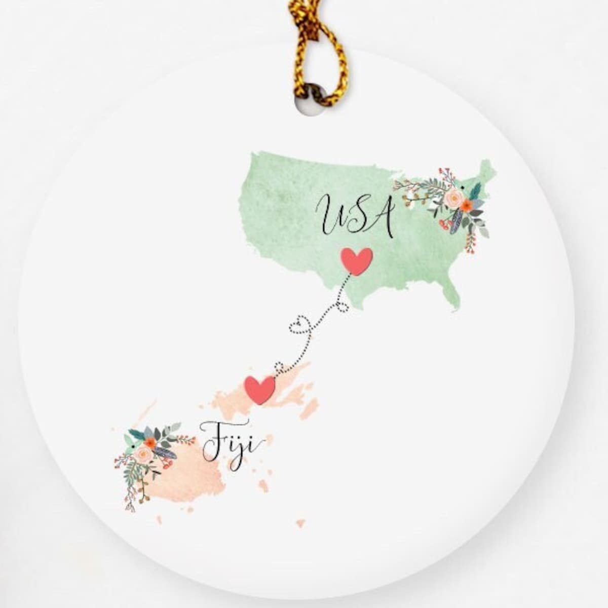 United States Fiji Ornament / Fiji USA Christmas Ornament / DOUBLE SIDED Ornaments/fiji Gifts / Fiji Au Pair Gift/ Vacation Gift - Etsy