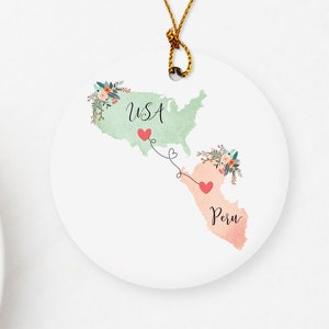 USA Peru Ornament / DOUBLE SIDED Ornament / Peru United States Christmas Ornament  / Peru Exchange Student Gift
