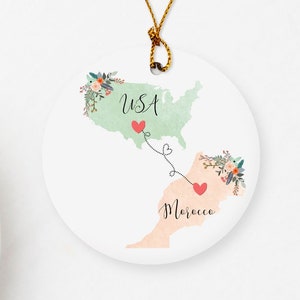 USA Morocco Ornament / DOUBLE SIDED Ornament / Morocco United States Christmas Ornament  / Morocco Exchange Student Gift