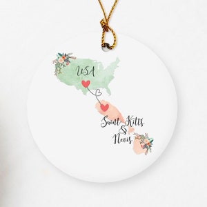 Saint Kitts and Nevis USA Ornament / DOUBLE SIDED Ornament / United States Saint Kitts and Nevis Ornament / Exchange Student Gift