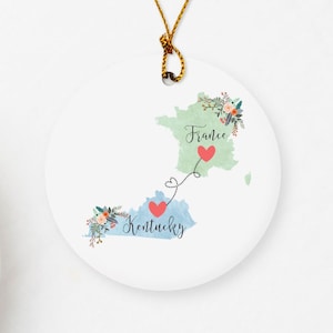 Kentucky France Ornament / DOUBLE SIDED Ornament / France Christmas Ornament / Kentucky Ornament / French Exchange Student Christmas Gift