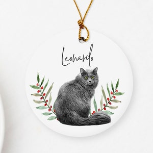 Gray Persian Ornament Personalized / Gray Long-Hair Cat Christmas Ornament / Grey Persian Cat Keepsake Ornament / Nebelung Cat
