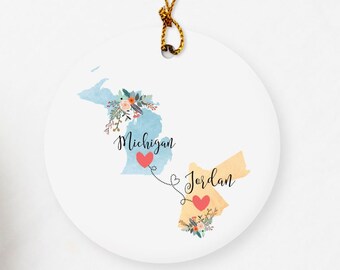 Michigan Jordan Ornament / DOUBLE SIDED Ornament / Jordan Christmas Ornament / Jordanian Gift / Middle Eastern Ornament / Jordan Gifts