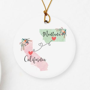 California Montana Ornament / DOUBLE SIDED Ornament / Montana Christmas Ornament / Missing You Gift / Montana Hostess Gift