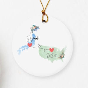 USA Japan Ornament / Japan Gifts/  Japan Keepsake / Japanese Exchange Student Gift / United States Ornament / Japan USA / Military Gift