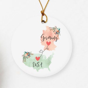 Germany USA Ornament / DOUBLE SIDED Ornament / United States Germany Christmas Ornament / Military Gift / German Exchange Student Gift