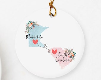 Minnesota South Carolina Ornament / DOUBLE SIDED Ornament / South Carolina Minnesota Christmas Ornament / Minnesota Christmas Gifts