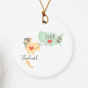 USA Thailand Ornament / Thailand United States Christmas Ornament / Thailand Gifts / Thai Exchange Student Christmas Gift