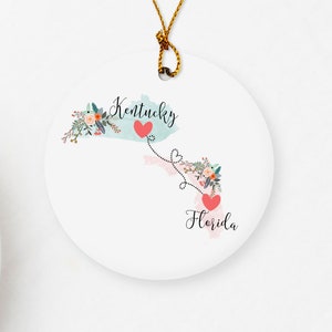 Kentucky Florida Ornament / DOUBLE SIDED Ornament / Kentucky Christmas Ornament / Missing You Gift / Florida Hostess Gift