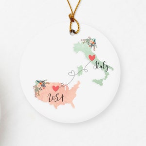 USA Italy Ornament / Italy USA Christmas Ornament / Italian Au Pair Gift / Exchange Student Gift / Italy Christmas Gift / Military Gift