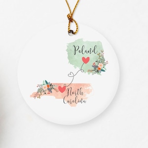 North Carolina Poland Ornament / DOUBLE SIDED Ornament / Poland Christmas Ornament / Poland Ornament / Polish Exchange Student Gift